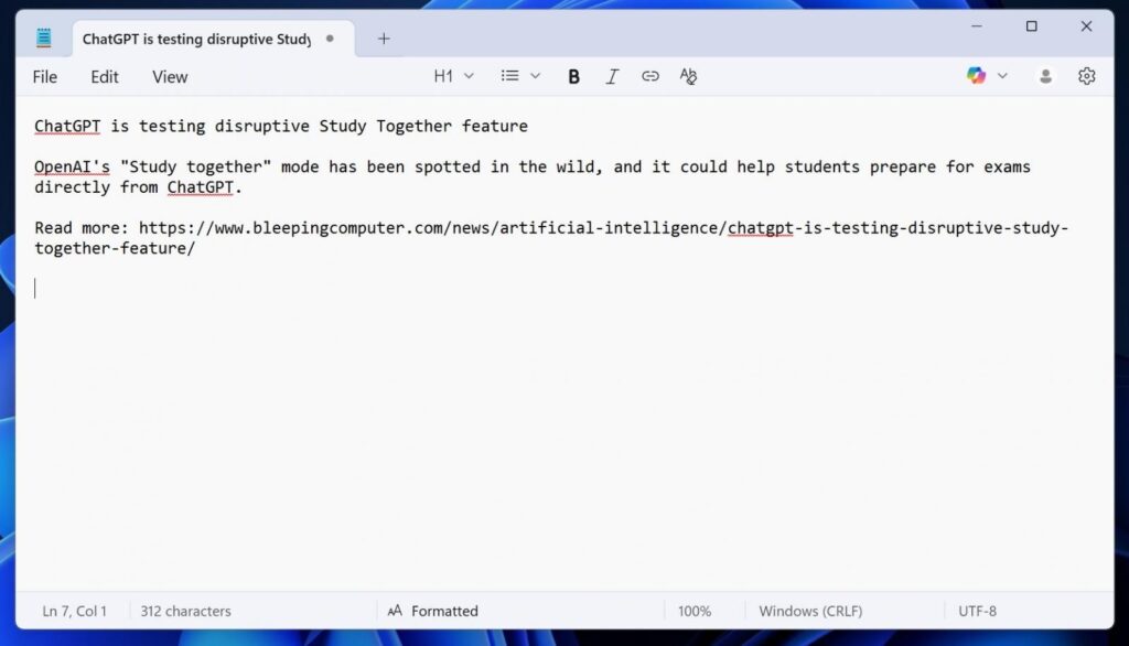 Notepad-formatting