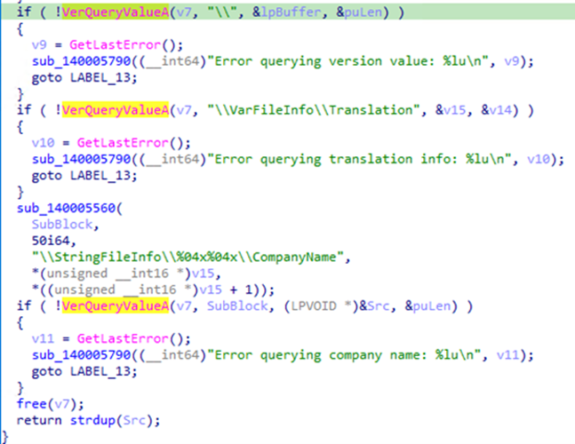 Retrieving company name from driver metadata